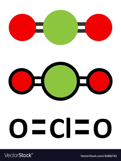 Chlorine Dioxide Clo2 Molecule Used In Pulp Vector Image