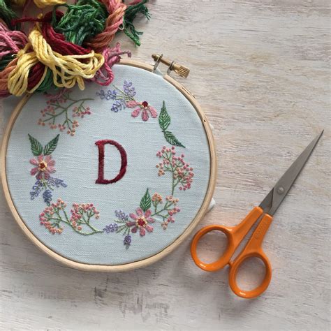 Crewel Embroidery Pattern Diy Embroidery Pattern Monogram Etsy