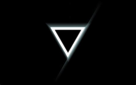 White Upside Down Triangle Logo Minimalism Triangle Glowing Black