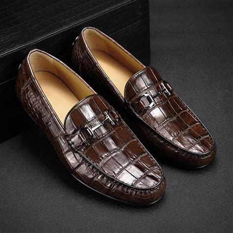Mens Alligator Penny Loafers Moccasin Driving Shoes Slip On Flats Boat
