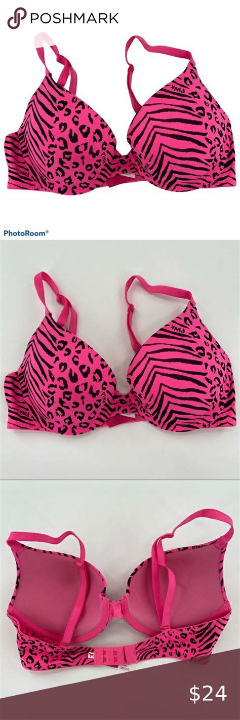 PINK VICTORIAS SECRET Leopard Pink Black Push Up Bra In Victoria Secret Pink Push Up