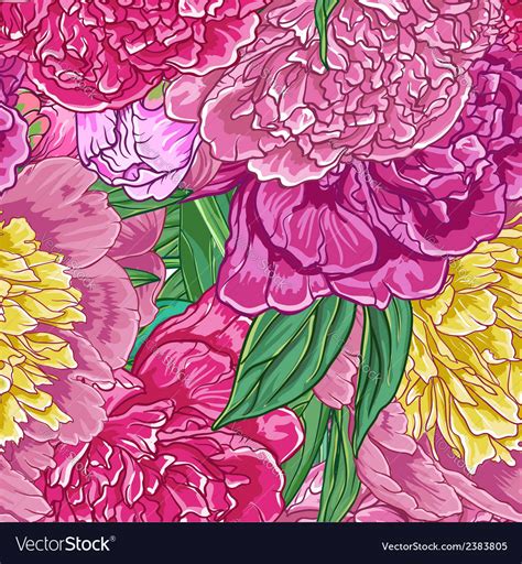 Vintage Floral Seamless Pattern With Peonies Vector Image
