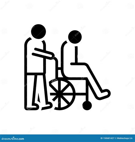 Black Solid Icon For Caregivers Caretaker And Disability Stock Vector