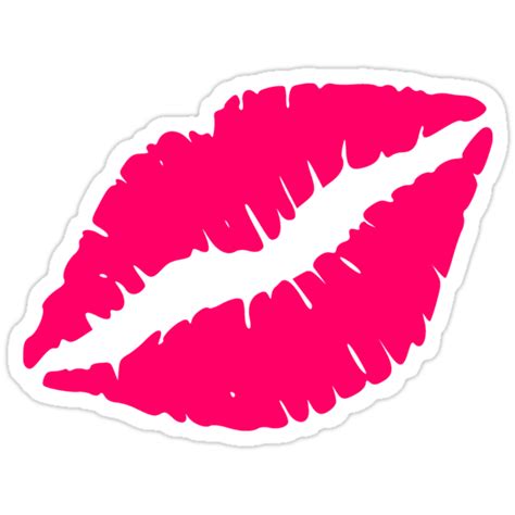 Neon Pink Cut Out Valentine Kiss Lips White Sticker Stickers By