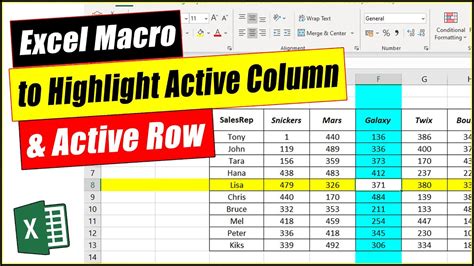 Highlight Active Cell Row Or Column In Excel Youtube