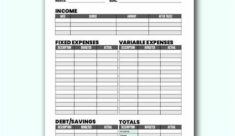 household budgeting worksheets