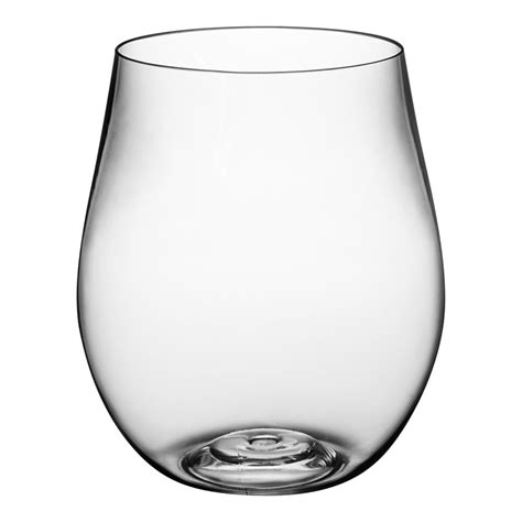 Visions 20 Oz Heavy Weight Clear Plastic Stemless Wine Glass 16 Pack