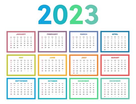 Modelo De Calendário Para 2023 Anos Vetor Premium