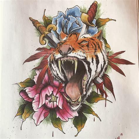 Tiger Tattoo Flash Art Markers And Microns Rtattoodesigns