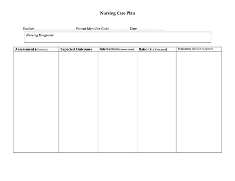 Nursing Care Plan Template Best Of Blank Nursing Care Plan Templates