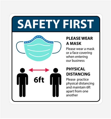 Safety First Mask And Physical Distancing Floor Sticker Set Of 10