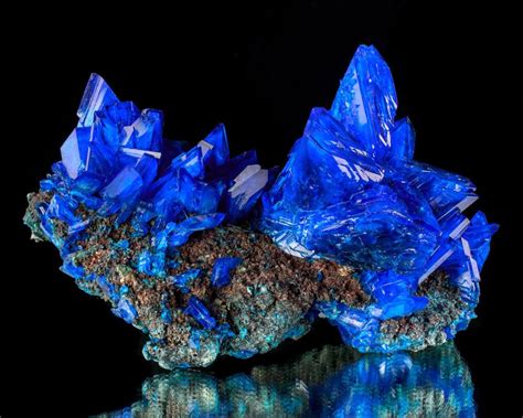 78 Gemmy Sapphire Blue Chalcanthite Crystals To 33 On Matrix Poland