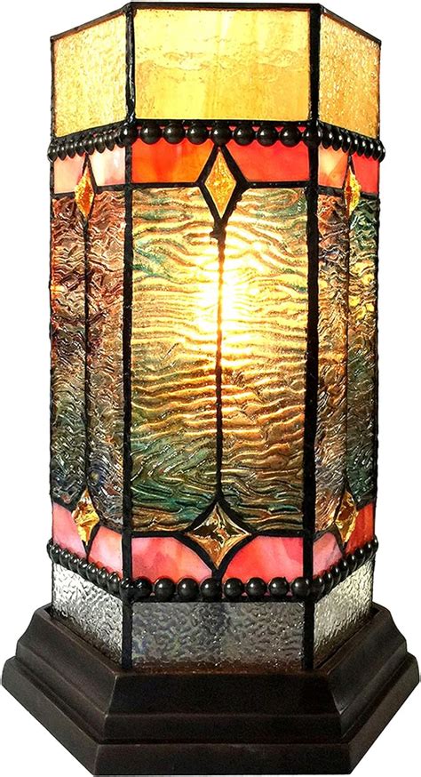 radiance goods tiffany glass accent pedestal 1 light mission table lamp 14 tall