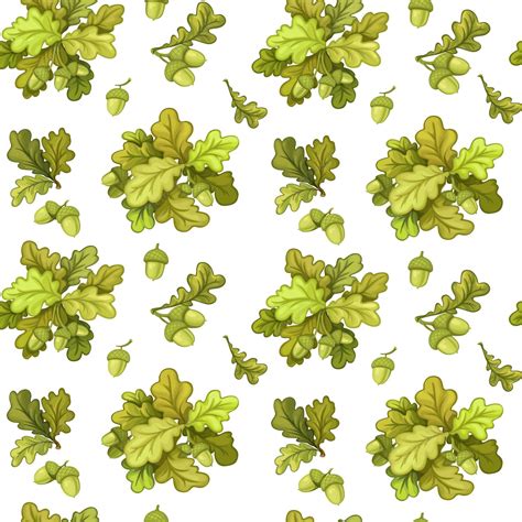Premium Vector Seamless Pattern From Oak Tree Branches And Acorns