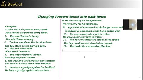 Changing Present Tense Into Past Tense Youtube