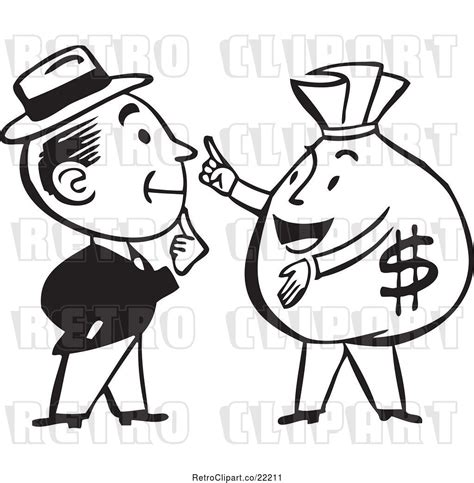 Vector Clip Art Of Retro Guy Talking To A Money Bag By Bestvector 22211