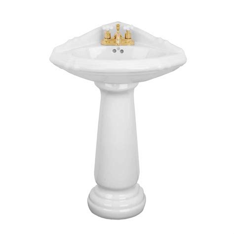 Bathroom Corner Pedestal Sink White China Victorian