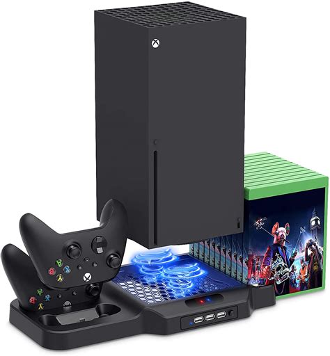 Vertical Stand For Xbox Series Xs With Cooling Fan Charging Station