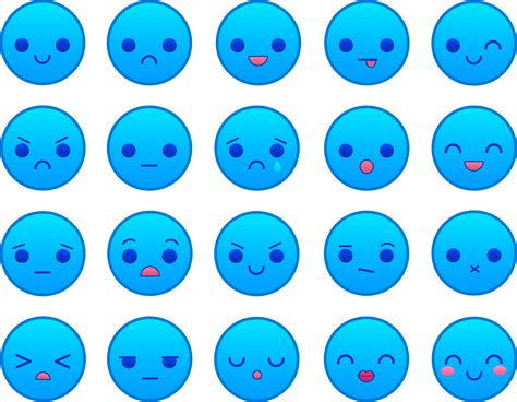 Blue Emoticons Set Free Clip Art