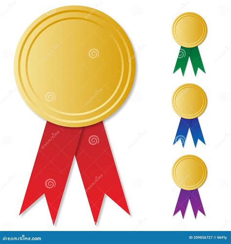 Gold Medal Template With Ribbon Vector Illustration Stock Vector