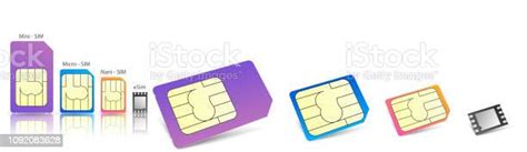 Realistic Sim Cards Icon Set With Different Types Mini Micro And Nano