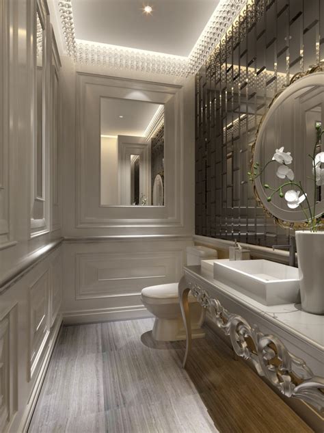 The creative small bathroom decoration ideas in the gallery will demonstrate the way to use photo wallpapers and mirrors to earn a small place appear the bathroom consists of a little glass shelf just over the sink and a cute round mirror. 25 Small But Luxury Bathroom Design Ideas