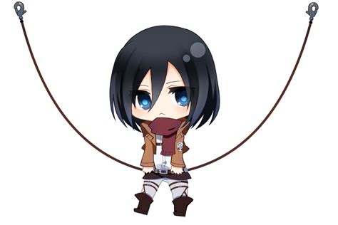 Black Hair Blue Eyes Chibi Mikasa Ackerman Scarf Shingeki No Kyojin Short Hair Togata Uniform