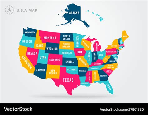 Colorful Map United States America Royalty Free Vector Image