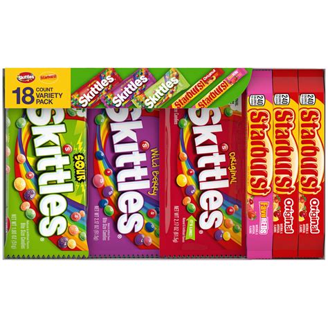 skittles and starburst variety pack chewy candy assortment 18 bars box