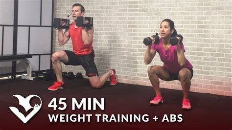 Strength training or resistance training involves the performance of physical exercises which are designed to improve strength and endurance. 45 Min Weight Training Workout + Abs: Home Strength ...