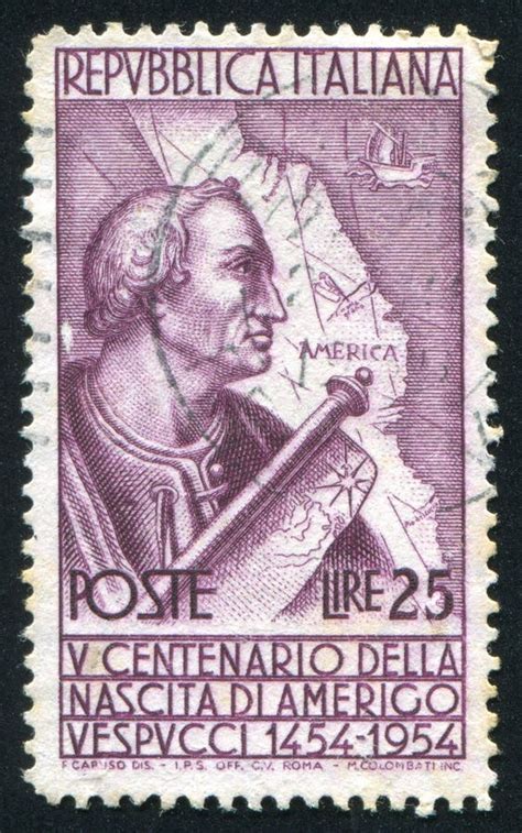 Amerigo Vespucci Map Italy Circa Stamp Printed Shows 236008007 