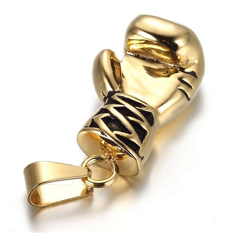 Gold Colour Boxing Glove Stainless Steel Mens Womens Pendant Necklace