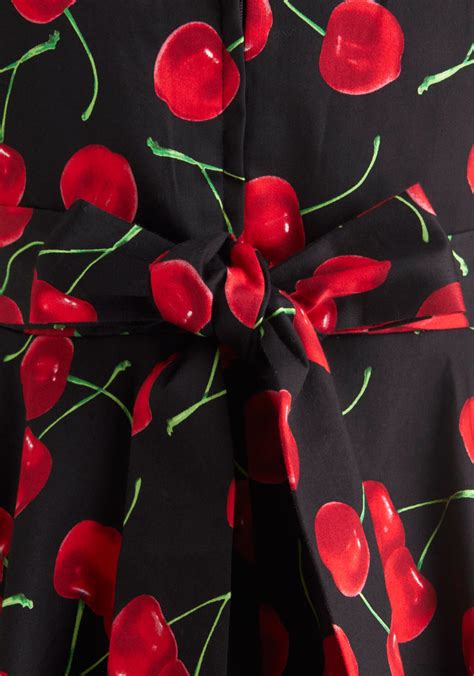 Modcloth Pull Up A Cherry Dress In Black In Black Flare Lyst