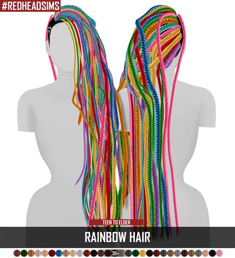 Rainbow Hair Dread Version Redheadsims Cc