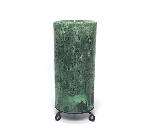 Green Rustic Unscented Pillar Candle Choose Size Handmade
