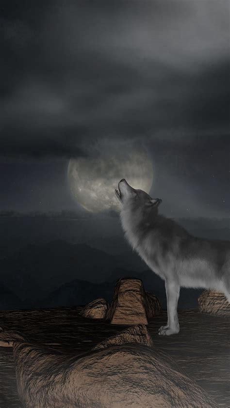 Wolf Howl Moon Full Moon Iphone 876sfor Parallax Background