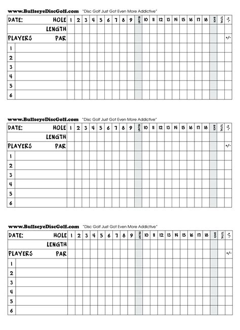 Printable Blank Golf Scorecard Template Printable Word Searches