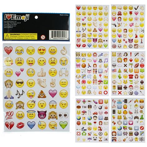 Grandsiri Novelty 288 Emoji Stickers Cute 6 Pages 48 Cut