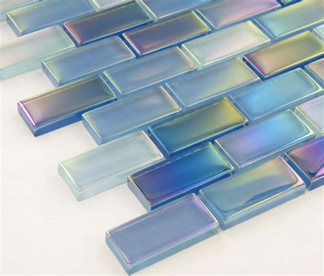 Iridescent Glass Tiles | Ocean-Blue Glossy Tile | Oasis Tile