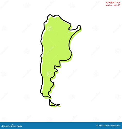 Green Map Of Argentina With Outline Vector Design Template Editable