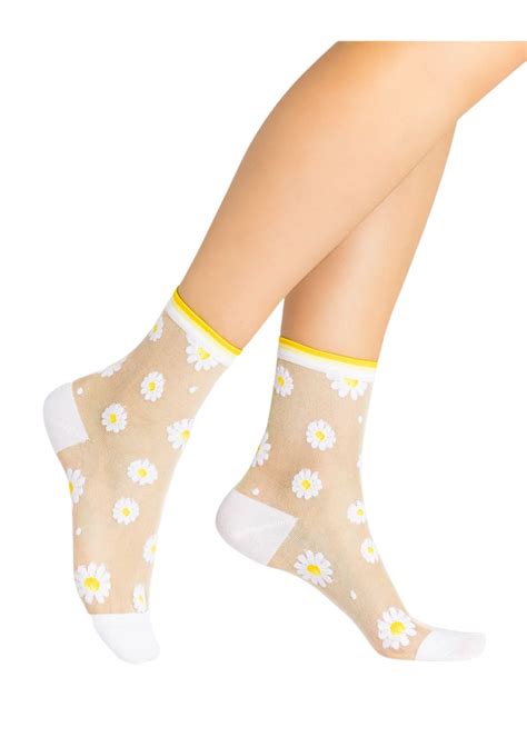 Sheer Daisy Ankle Socks Coup De Foudre Lingerie