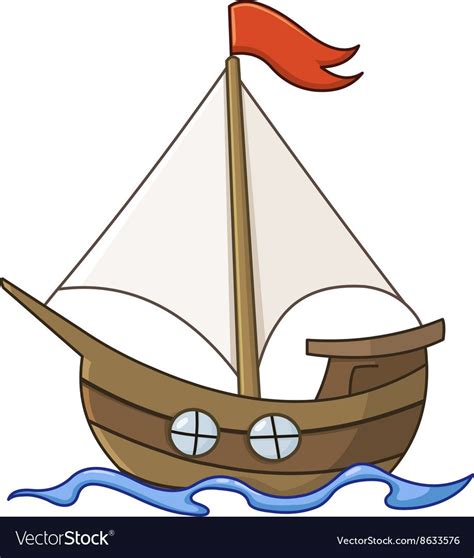Sailboat Cartoon Vector Image On Vectorstock Boat Cartoon Cartoon