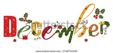 December Holidays Month Vector Ts Flowers Stock Vector Royalty Free