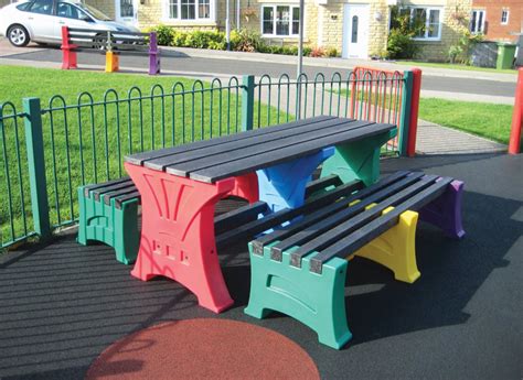 Outdoor Recycled Table And Bench Sets Furniture For Schools