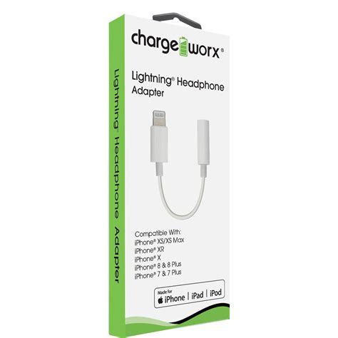 Chargeworx Lightning White Headphone Adapter
