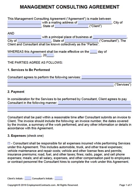 Management Consulting Agreement Pdf Word
