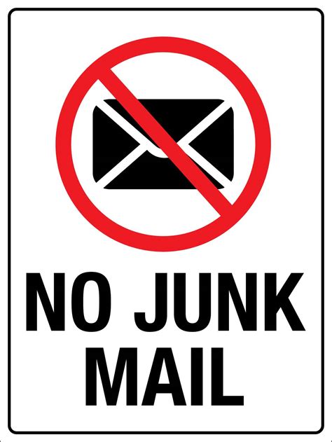 No Junk Mail Sign New Signs