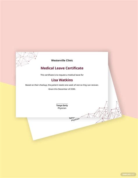 Medical Leave Certificate Template Google Docs Illustrator Indesign Word Apple Pages Psd
