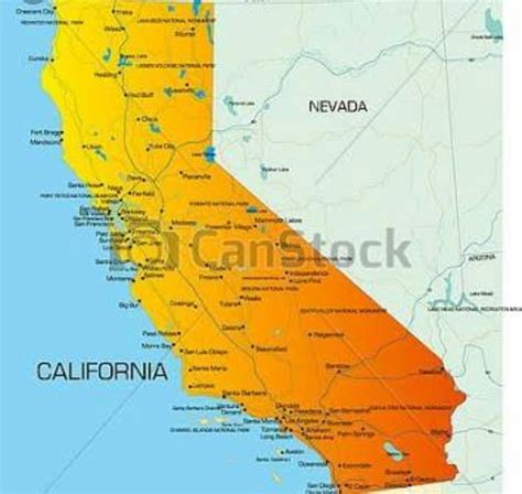 mapa de california usa y sus ciudades