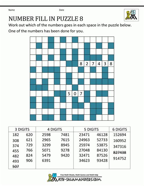 Printable Number Search Puzzles